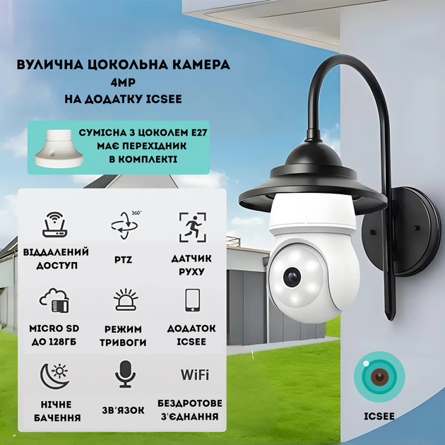 Поворотная Wifi Камера лампочка в цоколь Е27 icsee Besder - изображение 2