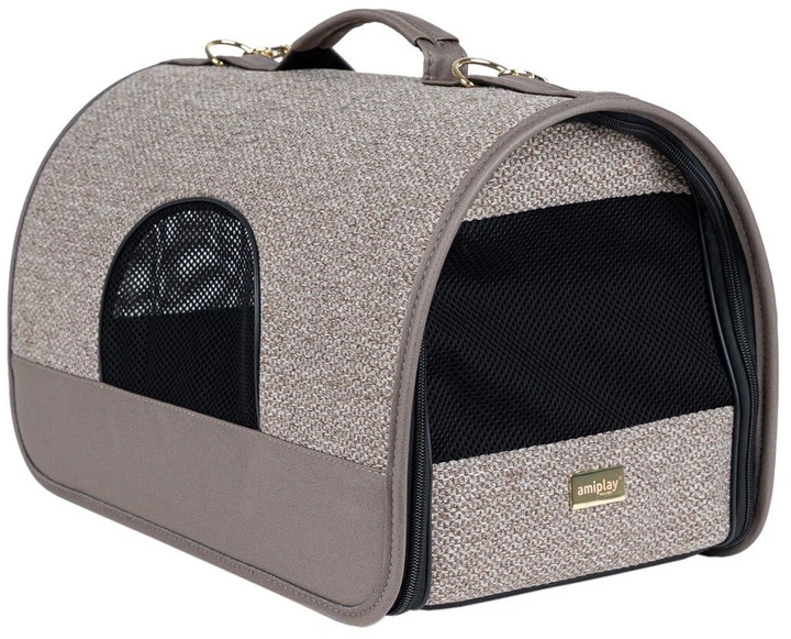 Torba transportowa dla psów Amiplay Milano M Beżowa (5907563311107) - obraz 2