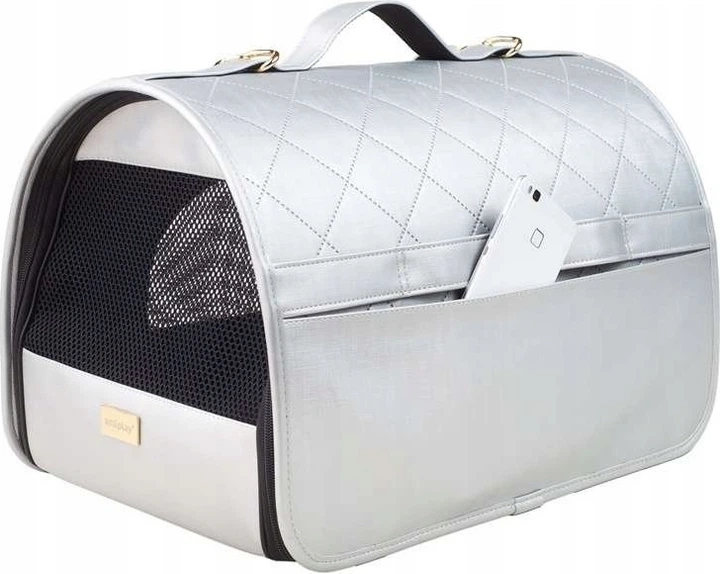 Torba transportowa dla psów i kotów Amiplay Venus M Srebrna (5907563256644) - obraz 3