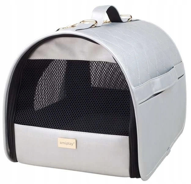 Torba transportowa dla psów i kotów Amiplay Venus M Srebrna (5907563256644) - obraz 9
