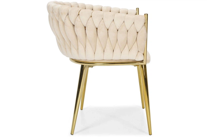 Крісло Hedo 100041 Велюрове Бежеве з золотими ніжками (5907184130033) - зображення 4