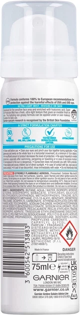 Spray przeciwsłoneczny do twarzy Garnier Ambre Solaire SPF50 75 ml (3600542513883) - obraz 2