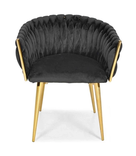 Крісло Hedo 100040 Велюрове Чорне з золотими ніжками (5907184130026) - зображення 5