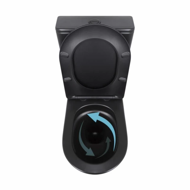 Унітаз напольний Qtap Robin Ultra Quiet безобідковий із сидінням Soft-Close MATT BLACK - Фото 6 Унітаз напольний Qtap Robin Ultra Quiet безобідковий із сидінням Soft-Close MATT BLACK - зображення 6