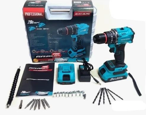 Акумуляторний шуроповерт Grand ТАК-20/2 UBL/PRO (ударний безщітковий мотор 2 акумулятори - 2Ач. 52 Нм. кейс) - Фото 1 Акумуляторний шуроповерт Grand ТАК-20/2 UBL/PRO (ударний безщітковий мотор 2 акумулятори - 2Ач. 52 Нм. кейс) - зображення 1