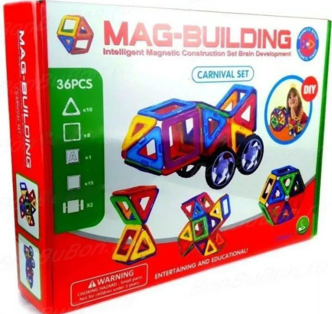 Конструктор магнітний 36 деталей Mag Building (L) - зображення 10