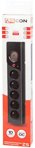 Фільтр мережевий Arcon Z5 1.5 м Чорний (5904722197701) - зображення 3