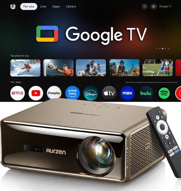 Смарт проектор Aurzen Eazze D1 Max 4k з підтримкою Google TV коричневий (EAZZED1MAX) - зображення 7