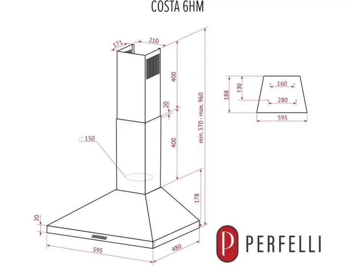 Витяжка Perfelli COSTA 6HM NERO - изображение 7