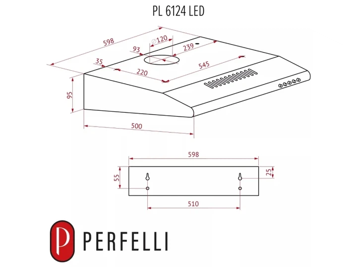 Витяжка Perfelli PL 6124 BR LED - изображение 2
