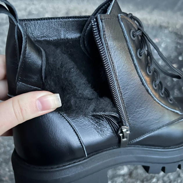 Ботинки Allshoes женские зимние короткие кожаные черные 36 - изображение 6
