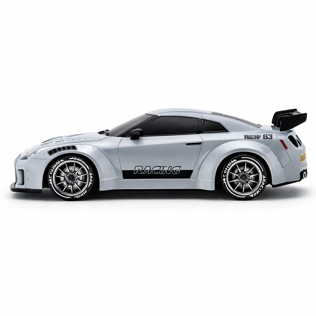 Машинка на радиоуправлении Nissan 1:24 дрифт 4WD 2.4GHz с LED подсветкой серая RC авто до 60 м - изображение 2