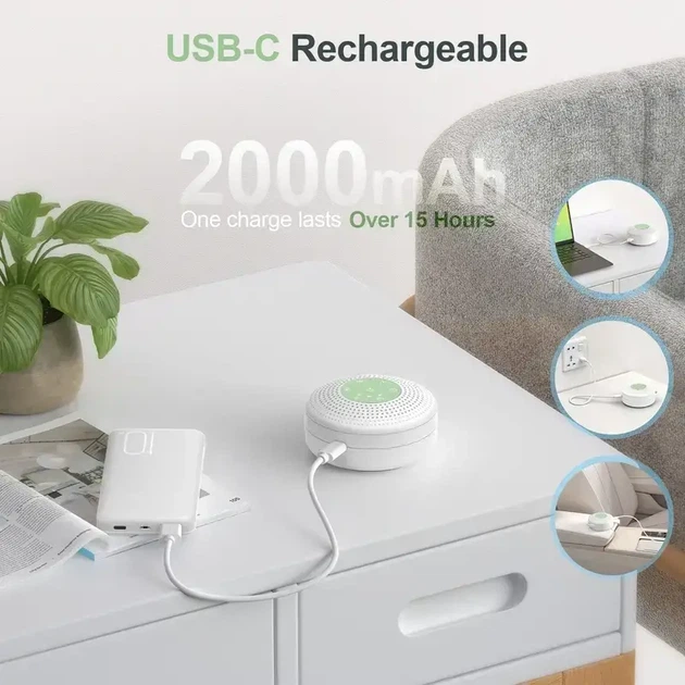 JusLaco White Noise Machine – портативный генератор белого шума и природных звуков для сна и релакса - изображение 4