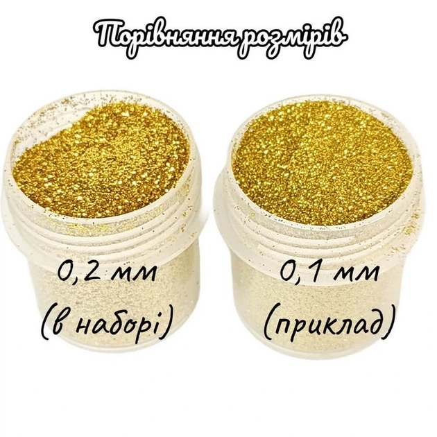 Набір гліттеру для біо-тату glitter-set-02mm-20, 6 кольорів по 12 мл - изображение 2