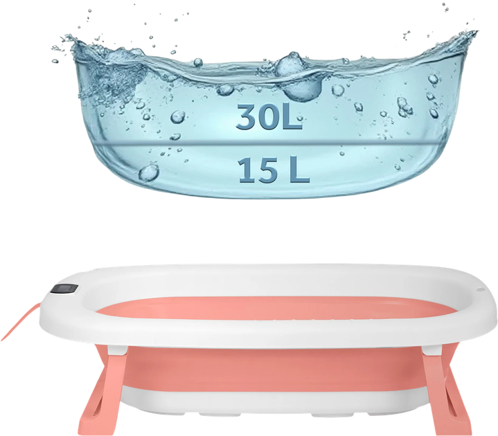 Wanienka dla dzieci Ricokids skladana ze stelazem termometrem i wkladka bialo-rozowa 85 x 45 x 21 cm (5903890629236) - obraz 4