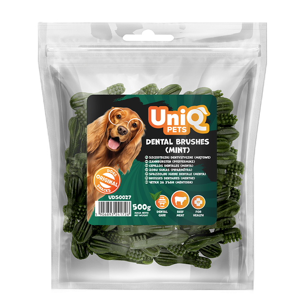 Лакомство для чистки зубов собак UniQ PETS DENTAL Зубные щетки (mint), 500 г - изображение 4