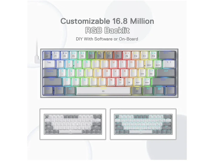 Клавіатура REDRAGON K616 Fizz PRO White/Grey - Фото 3 Клавіатура REDRAGON K616 Fizz PRO White/Grey - изображение 3