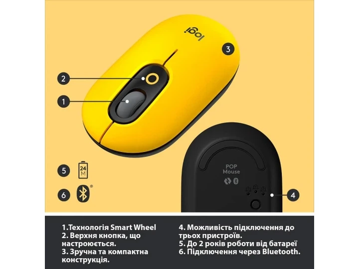 Миша Logitech POP Bluetooth Blast Yellow (910-006546) - зображення 9