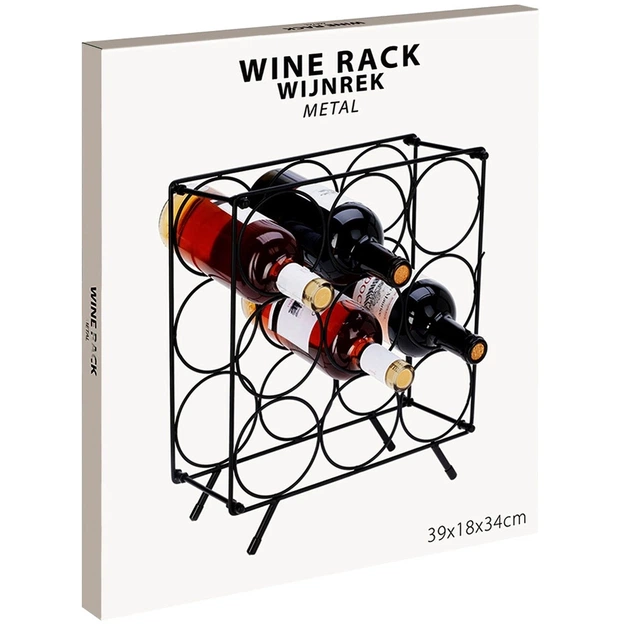 Підставка для вина Home & Styling Collection на 9 пляшок металева Чорна (8721037364874) - зображення 5