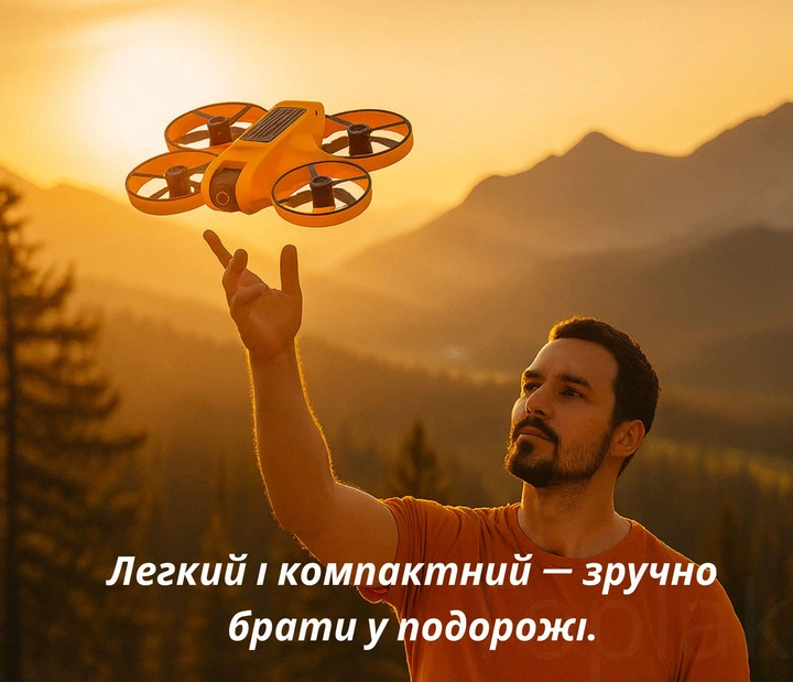 Дрон бесщёточный с двойной Wi-Fi камерой, квадрокоптер с оптическим позиционированием и пультом с экраном, для взрослых и детей, YouWe, оранжевый, 2100128 - изображение 7