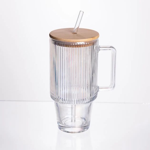 Стеклянный стакан с крышкой и трубочкой ICE Tea стеклянная чашка 750 мл для холодных напитков Прозрачный - Фото 2 Стеклянный стакан с крышкой и трубочкой ICE Tea стеклянная чашка 750 мл для холодных напитков Прозрачный - изображение 2