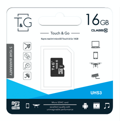 Карта памяти MicroSDHC 16GB UHS-I U3 Class 10 T&G (TG-16GBSD10U3-00) - изображение 3