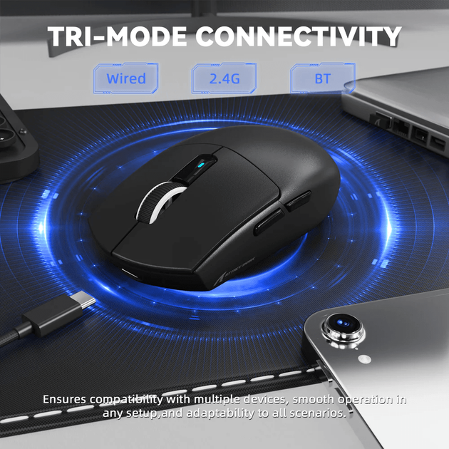 Мышь Attack Shark G3 PRO Игровая 2.4G/Bluetooth/Проводная, с зарядной док станцией, PixArt PAW3311 - Черный - Фото 3 Мышь Attack Shark G3 PRO Игровая 2.4G/Bluetooth/Проводная, с зарядной док станцией, PixArt PAW3311 - Черный - изображение 3