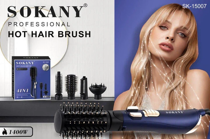 Фен-щётка для укладки волос Sokany SK-15007, ионизация, 2 режима, 1400 Вт (87329) - изображение 5