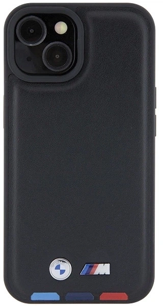 Etui plecki BMW Leather Stamp Tricolor do Apple iPhone 15 Plus Black (3666339143350) - obraz 3