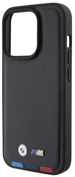 Etui plecki BMW Leather Stamp Tricolor do Apple iPhone 15 Pro Black (3666339143367) - obraz 5