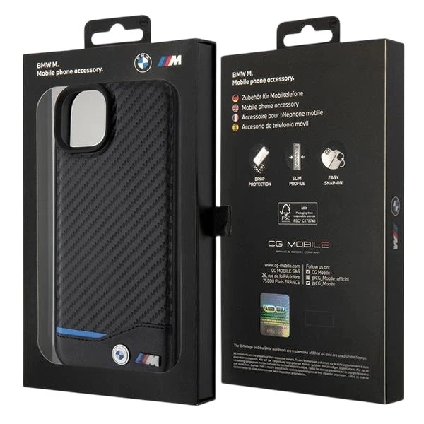 Etui plecki BMW Leather Carbon do Apple iPhone 15 Plus Black (3666339143848) - obraz 8