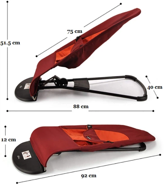 Leżaczek dziecięcy Bouncer czerwony (5904041125799) - obraz 3