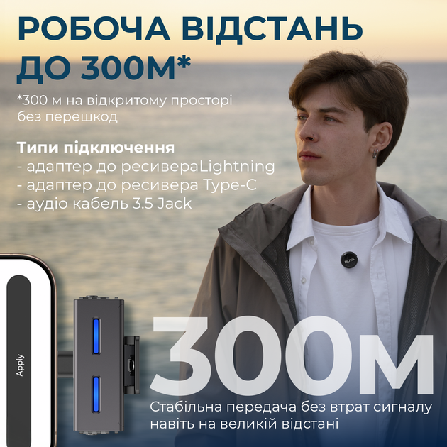Бездротовий мікрофон Boya LINK 3-01 Type-C/TRS/Lightning Black - зображення 11
