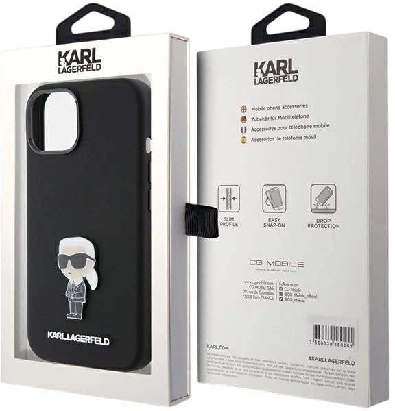 Панель Karl Lagerfeld Silicone Ikonik Metal Pin для Apple iPhone 15 Black (3666339165994) - зображення 8