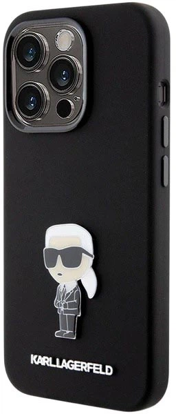 Панель Karl Lagerfeld Silicone Ikonik Metal Pin для Apple iPhone 15 Pro Black (3666339166014) - зображення 2