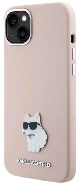 Панель Karl Lagerfeld Silicone Choupette Metal Pin для Apple iPhone 15 Pink (3666339166243) - зображення 2