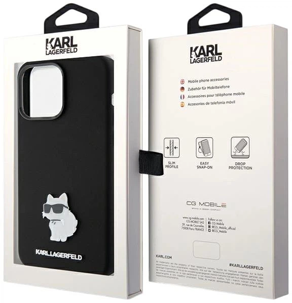 Панель Karl Lagerfeld Silicone Choupette Metal Pin для Apple iPhone 15 Pro Black (3666339166373) - зображення 8