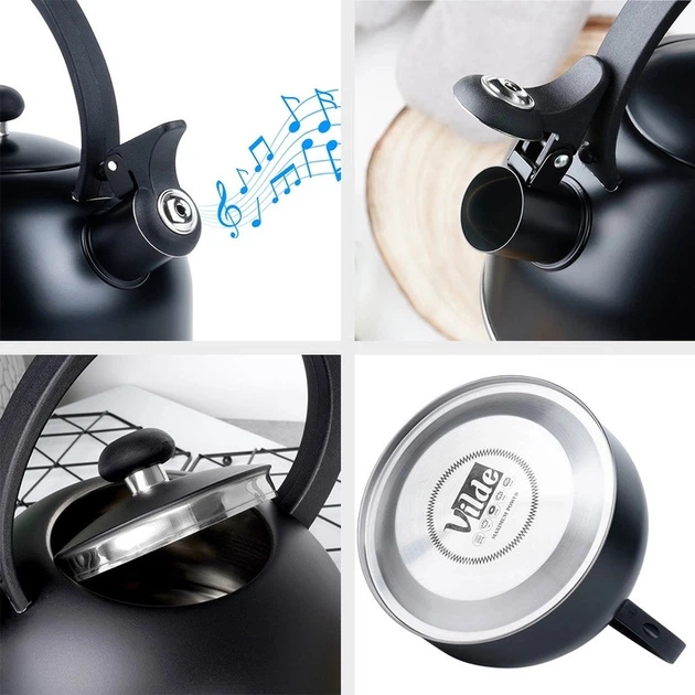 Чайник Vilde зі свистком сталевий чорний 2 л (5904316466091) - зображення 4