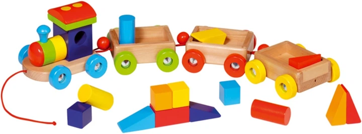 Набір дерев’яних кубиків Goki Потяг 12 елементів 55950 (4013594559508) - зображення 3