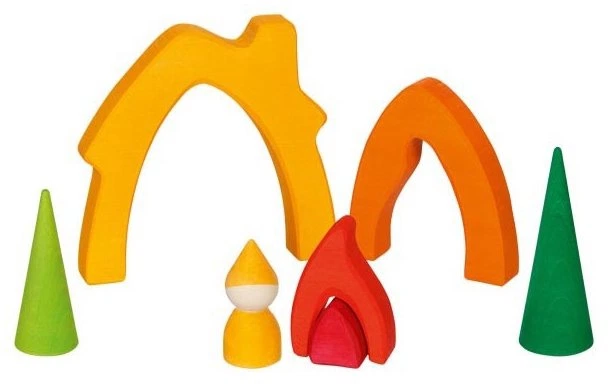 Zestaw klocków drewnianych Goki Dwarf house 7 elementów 58427 (4013594584272) - obraz 3