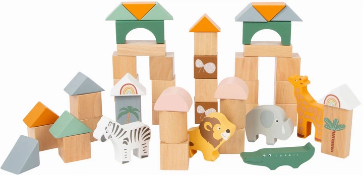 Набір дерев’яних кубиків Small Foot Сафарі 50 елементів 11699 (4020972116994) - зображення 2