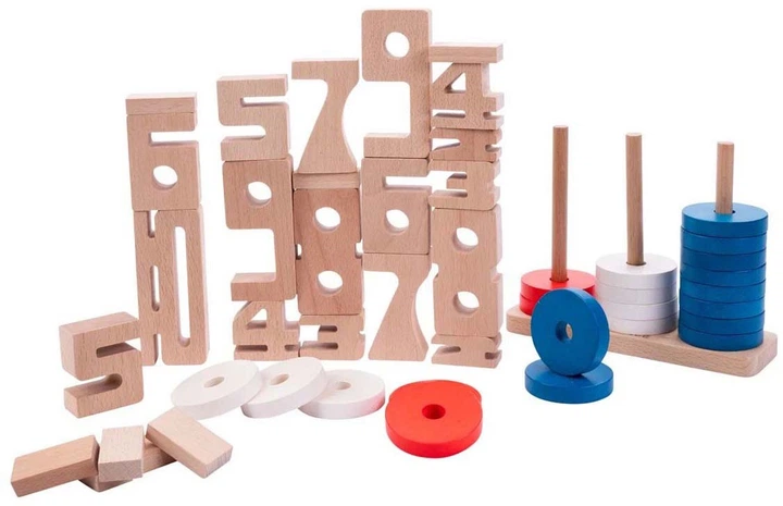 Набір дерев’яних кубиків Dorjee для лічби 62 елементи D3.403 (6973840430037) - зображення 2