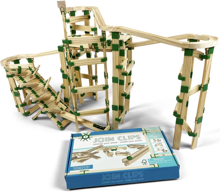 Набір дерев’яних кубиків Join Clips Expansion Marble Run 52 елементи 3599223 (7110933878959) - зображення 5