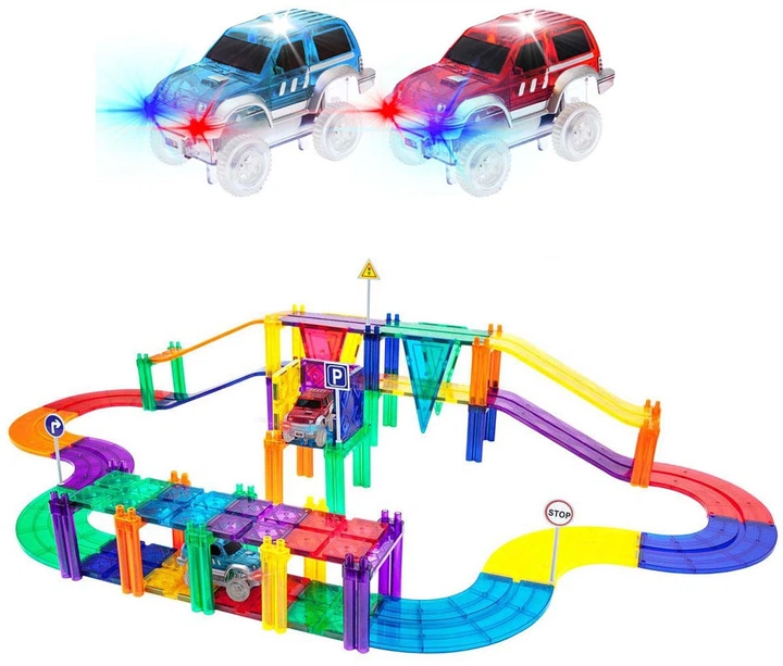 Klocki magnetyczne Picasso Tiles Tor wyścigowy 50 elementów PTR50 (0817338021726) - obraz 2