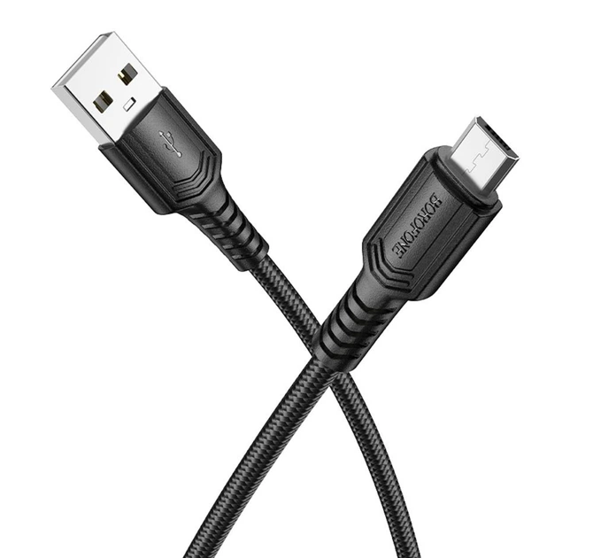 Кабель синхронізації Borofone BX116 Fast charging 2.4A USB to Micro 1 м Black (37162_3610590) - Фото 1 Кабель синхронізації Borofone BX116 Fast charging 2.4A USB to Micro 1 м Black (37162_3610590) - зображення 1