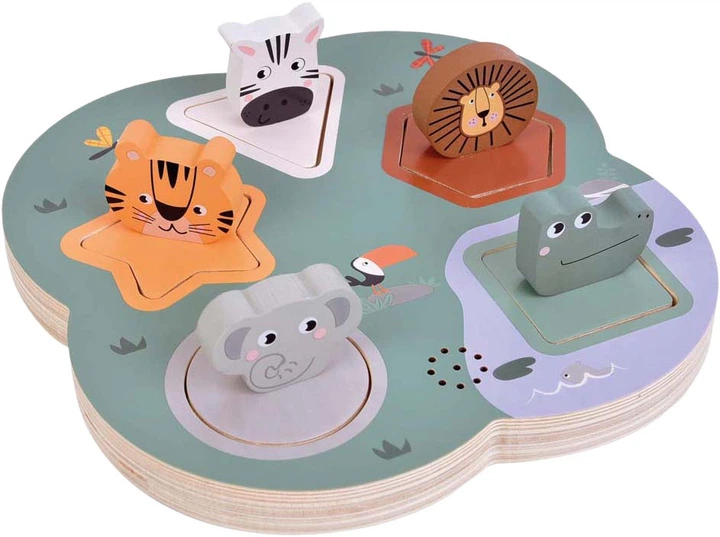 Puzzle 3D drewniane Small Foot Safari z dźwiękami zwierząt 5 elementów 5420180 (4020972127563) - obraz 2
