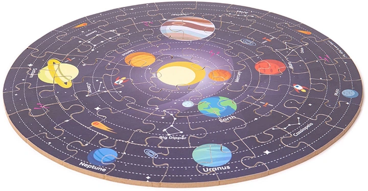 Пазл дерев'яний Bigjigs Сонячна система круглі 50 елементів 2999771 (691621810040) - зображення 3