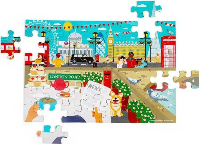 Пазл дерев'яний Bigjigs Місто Лондон 48 елементів 3000023 (691621850381) - зображення 2