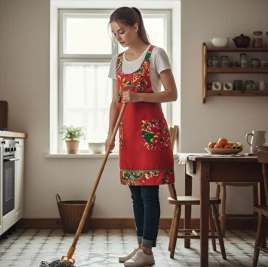 Жіночий фартух для кухні, фартух на кухню, красиві фартухи для кухні в червоному кольорі - Фото 3 Жіночий фартух для кухні, фартух на кухню, красиві фартухи для кухні в червоному кольорі - зображення 3