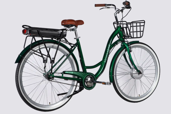 Велосипед с электроприводом 28" ST Dorozhnik eAQUAMARINE BH рама-19" 36B 13А*ч 500Вт зеленый с КОРЗИНОЙ - изображение 7